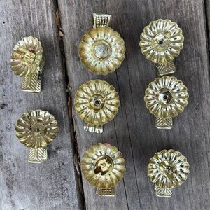 Lot Of 8 Vintage German Goldtone Christmas Clip-on Candle Holders